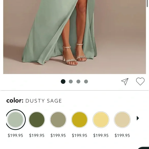 NWT Dusty Sage Charmeuse Draped Strappy Dress Galina Signature Bridesmaid 14 - Picture 7 of 9